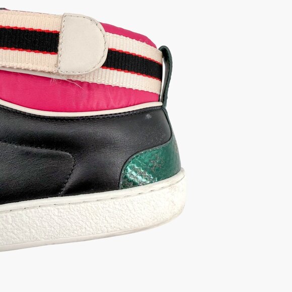 Gucci "New Ace" Black Leather High Top Sneakers Shoes Size 38.5 US 8.5 Women's - Picture 11 of 16